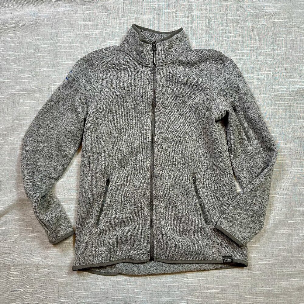 L.L.Bean Sweater Fleece Full-Zip Jacket in Grey Size Womens Medium w/ LOGO